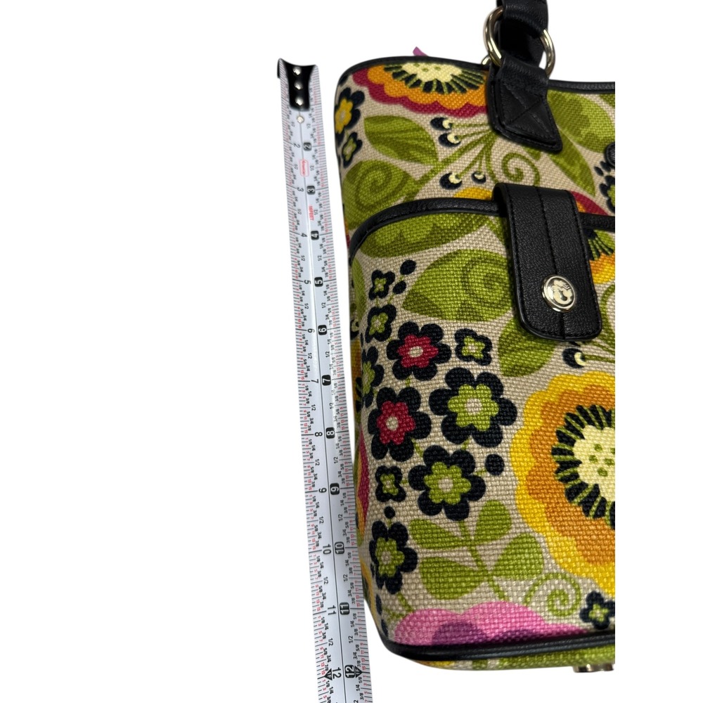 Spartina 449 Daufuskie Island Floral Canvas Leather Structured Market Tote Bag - Picture 2 of 9